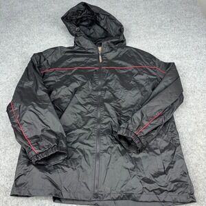 Cold Storage Windbreaker Jacket Mens Large Black Red Foul Weather Gear Hooded L